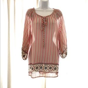 Red striped lightweight/sheer blouse